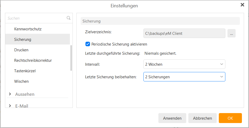 eM Client - Autobackup