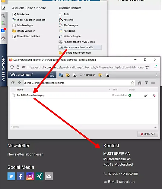 Wiederverwendbare Inhalte an beliebigen Stellen anzeigen