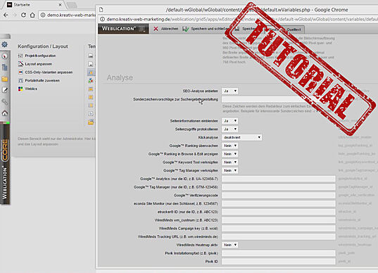 Weblication: Konfiguration und Layout-Einstellungen des CMS | Tutorial